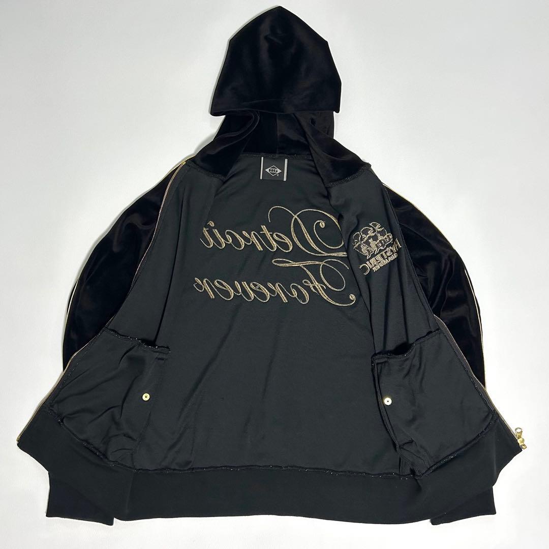 【美品】HYSTERIC GLAMOUR ベロアパーカー黒&金 刺繍 S