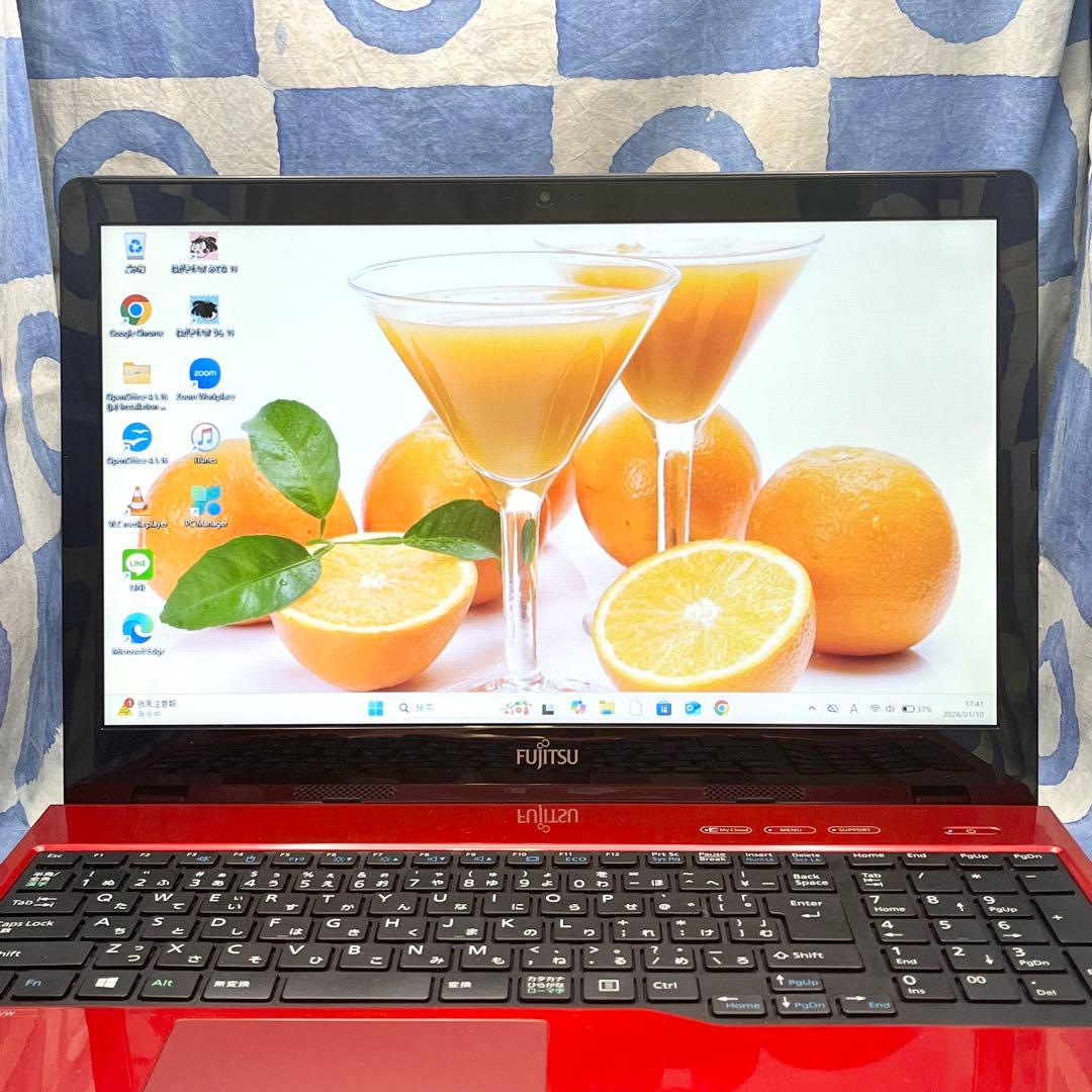 爆速SSD500G☆i5☆貴重な赤ノートパソコン♪カメラ付！第6世代！Win11