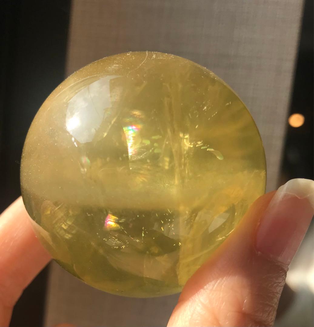 ☘️M②レア❤︎虹入り❤︎シトリンクォーツ丸玉　天然石　パワーストーン
