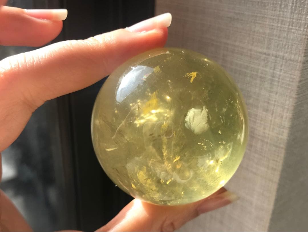 ☘️M②レア❤︎虹入り❤︎シトリンクォーツ丸玉　天然石　パワーストーン