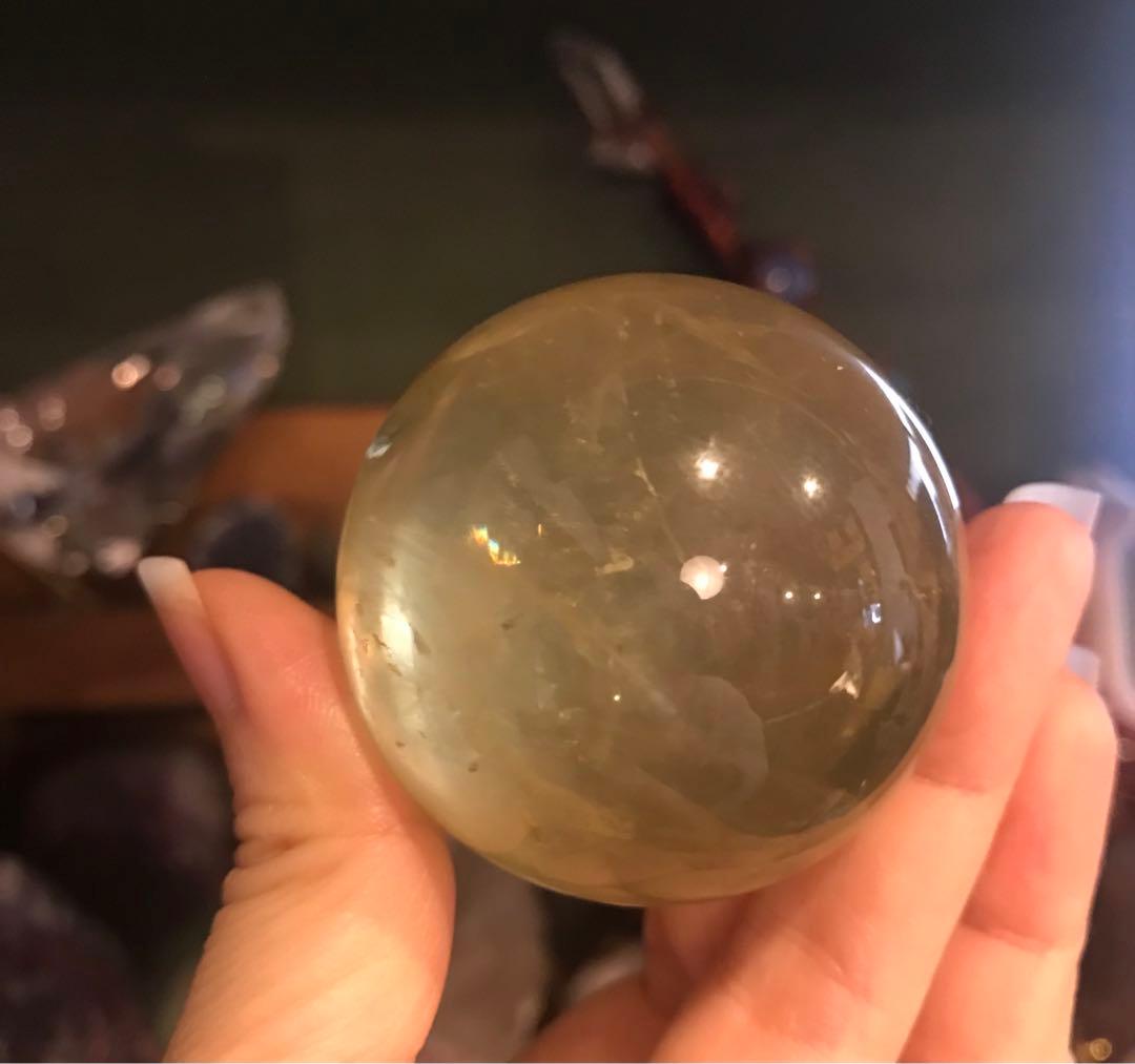 ☘️M②レア❤︎虹入り❤︎シトリンクォーツ丸玉　天然石　パワーストーン