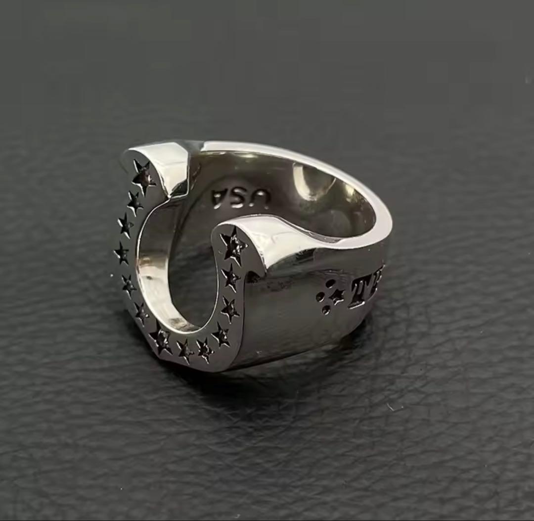 【新品未使用】馬蹄　ホースシューリング　ダイヤ　シルバー　16〜17号