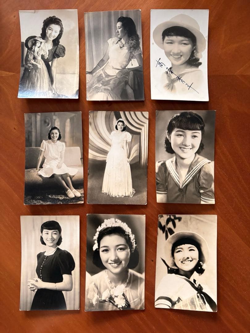 高峰秀子サイン入り　モノクロブロマイド9枚セット