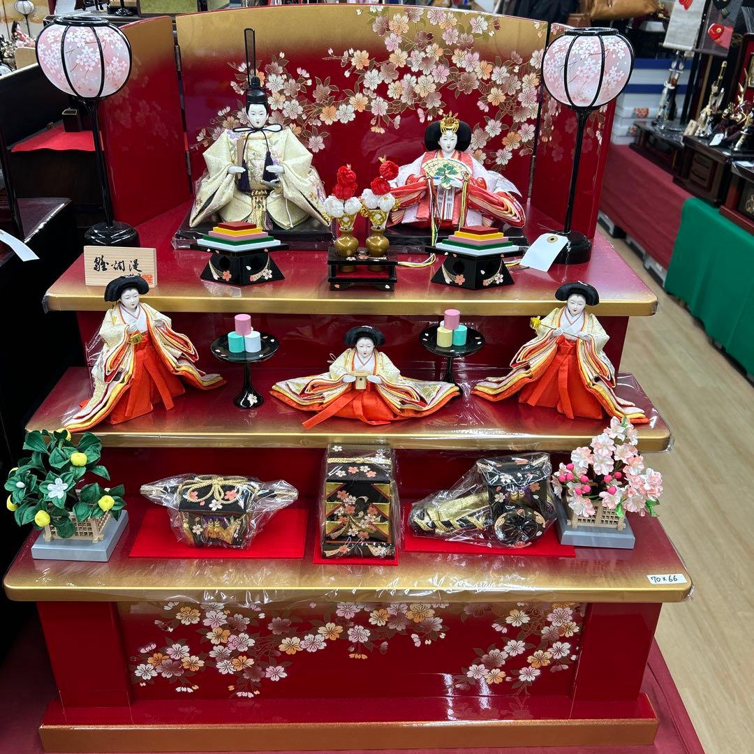 ＊ひな祭り＊雛人形＊木製収納五人三段飾り＊