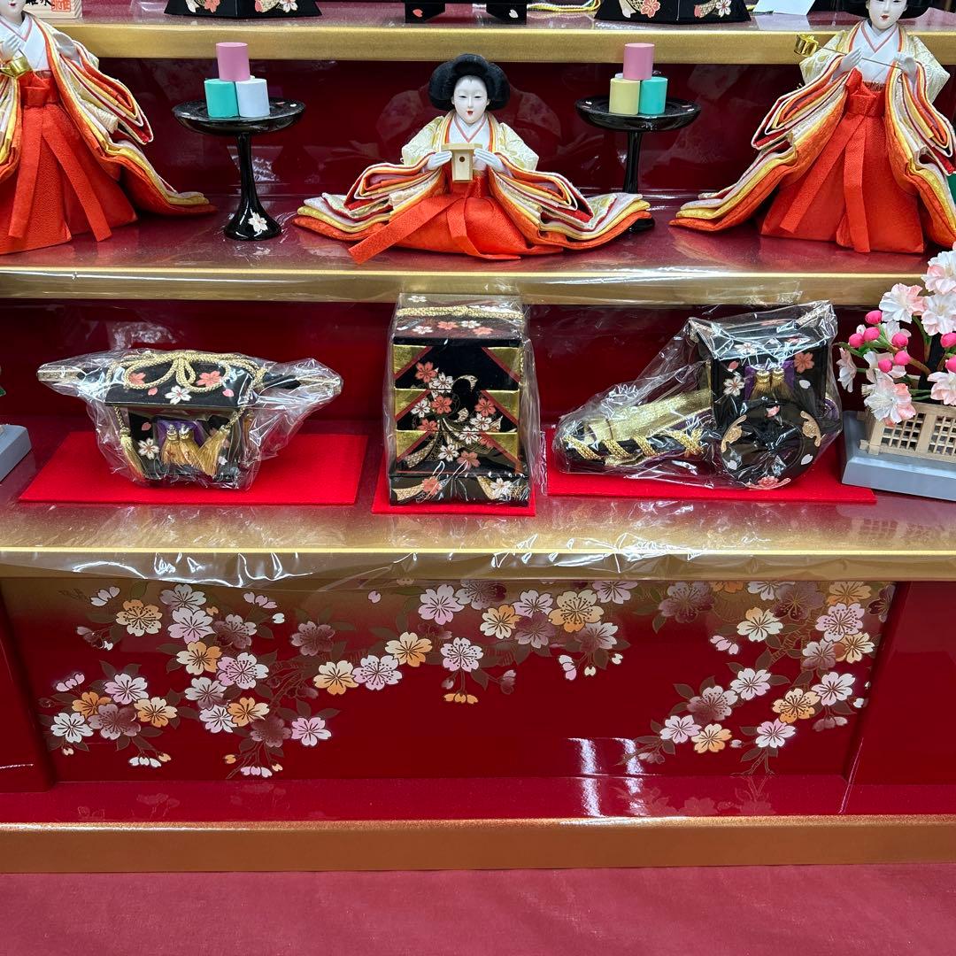 ＊ひな祭り＊雛人形＊木製収納五人三段飾り＊