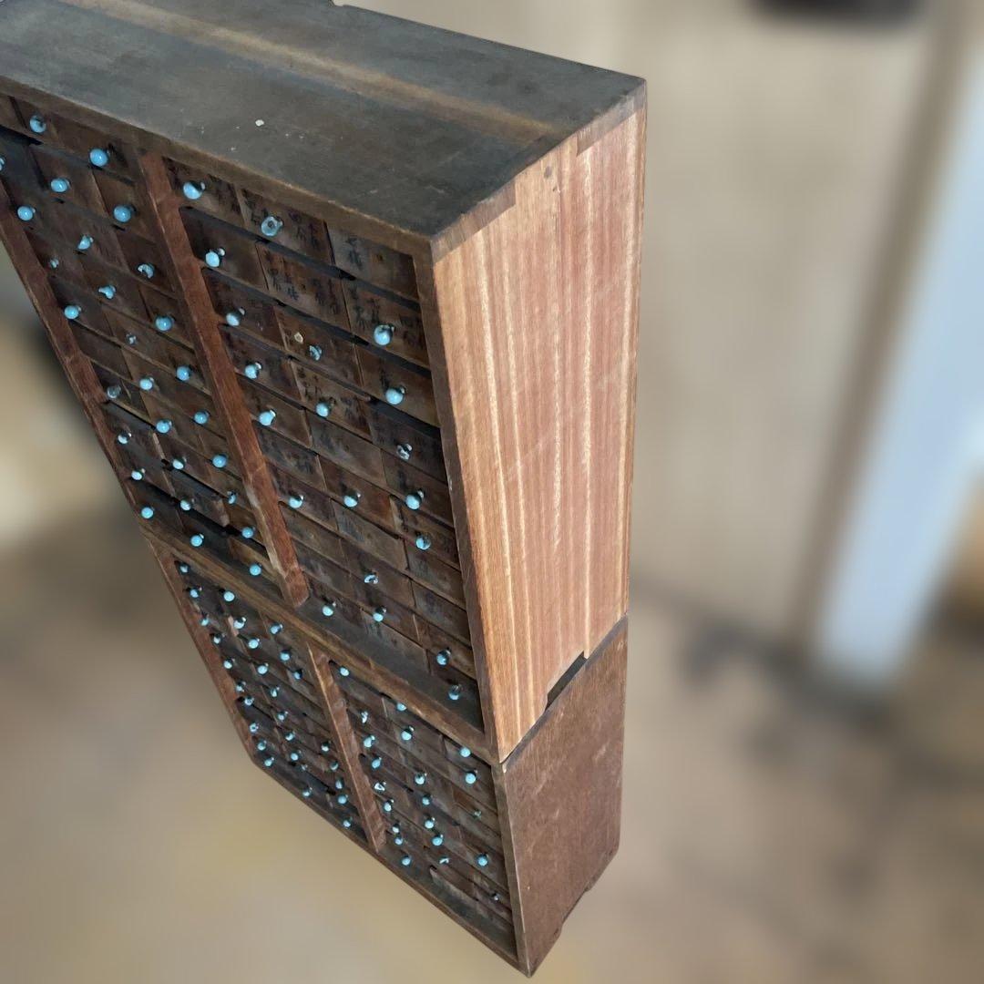 T1/2【送料込み】活版印刷所から出た木のタンス2竿セット【古道具】【活版印刷】