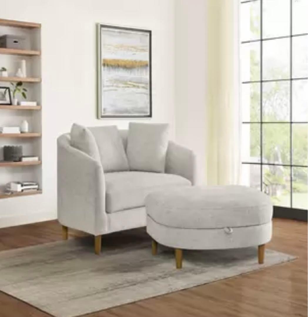 Thomasville オットマン付きファブリックチェアー 1人用 ソファー