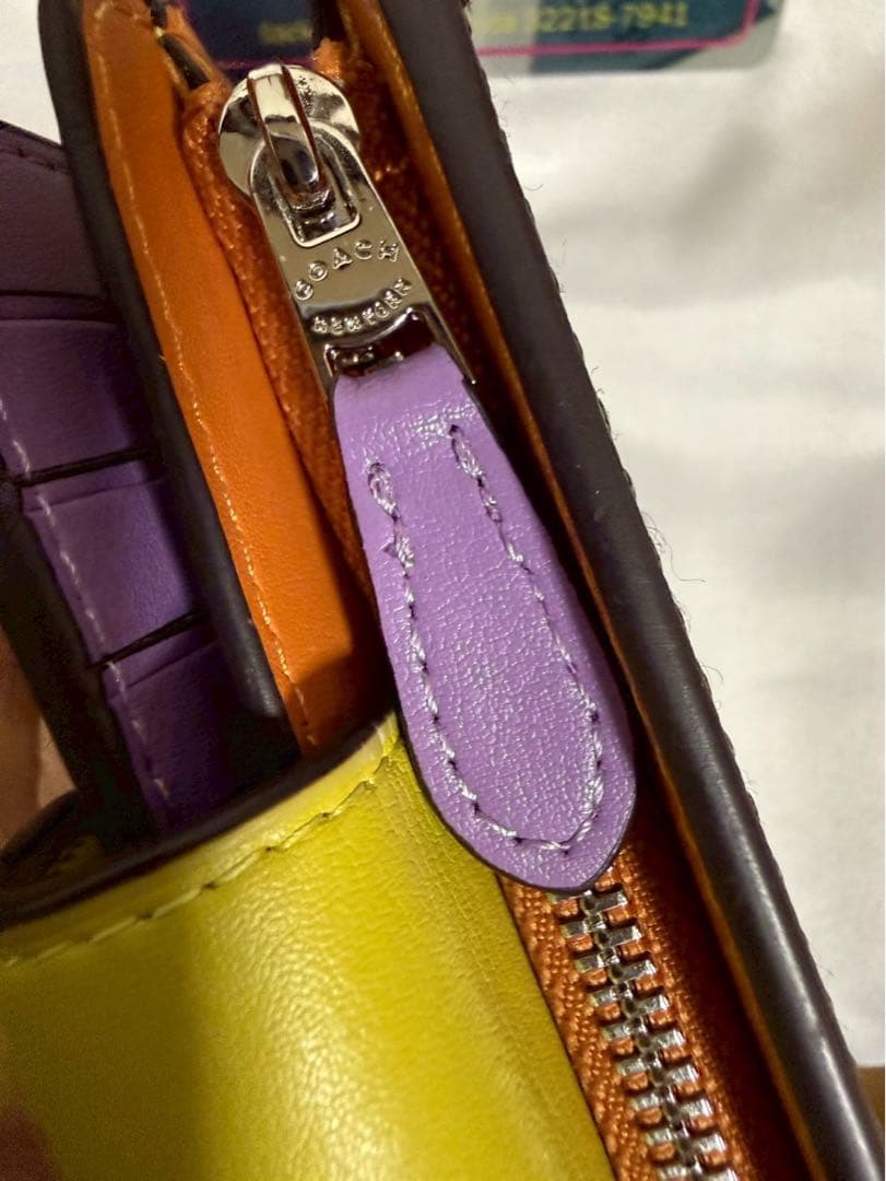 COACH 二つ折り財布 ブラウン/イエロー