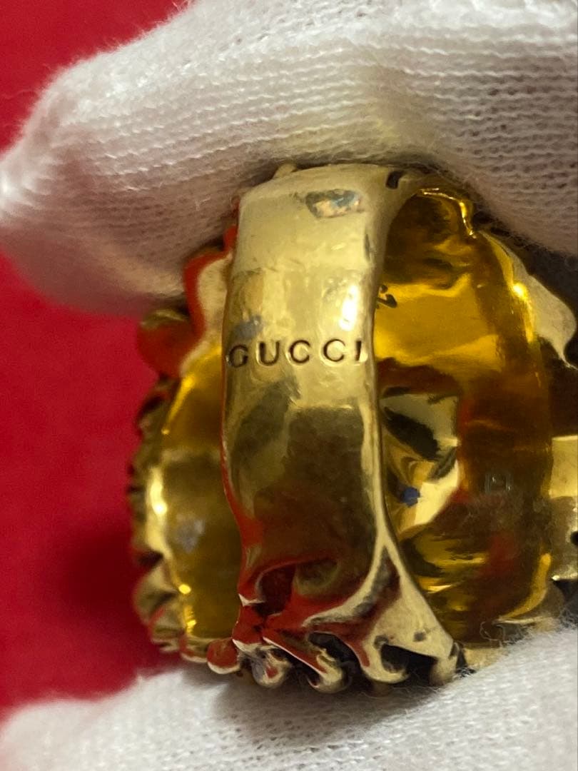 GUCCI ゴールドカラー　ライオンヘッドリング サイズ23号 オールドグッチ