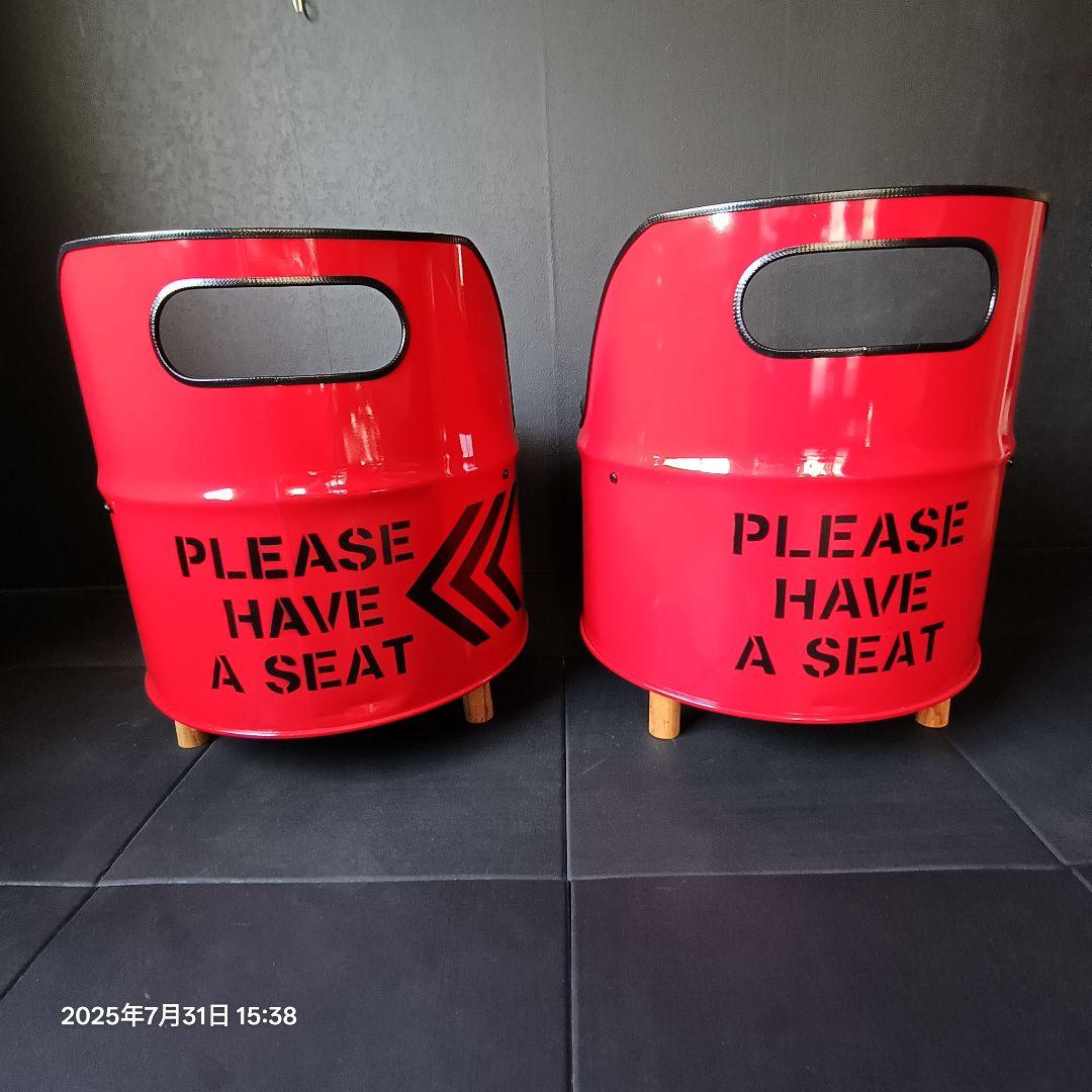 ドラム缶remakeアートチェア！レッドNo.2