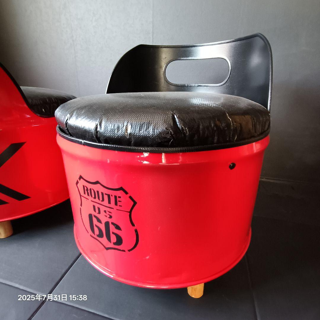 ドラム缶remakeアートチェア！レッドNo.2