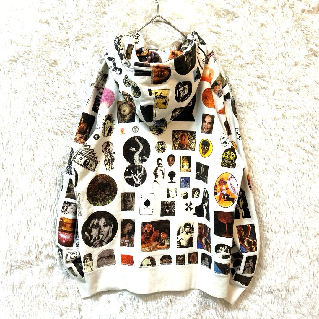Supreme ⭐️キムタク着用 総柄 総ロゴ 入手困難 ホワイト希少色パーカー