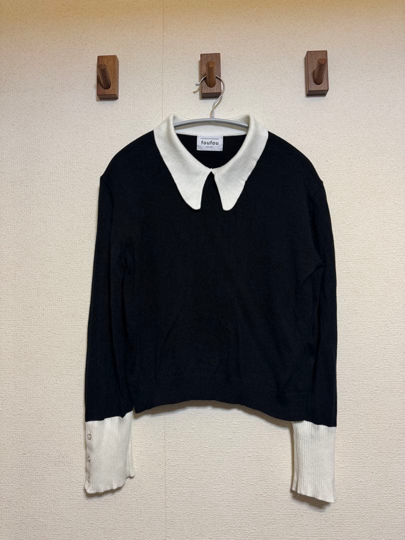 【美品】foufou バイカラーニットポロ 即購入◎