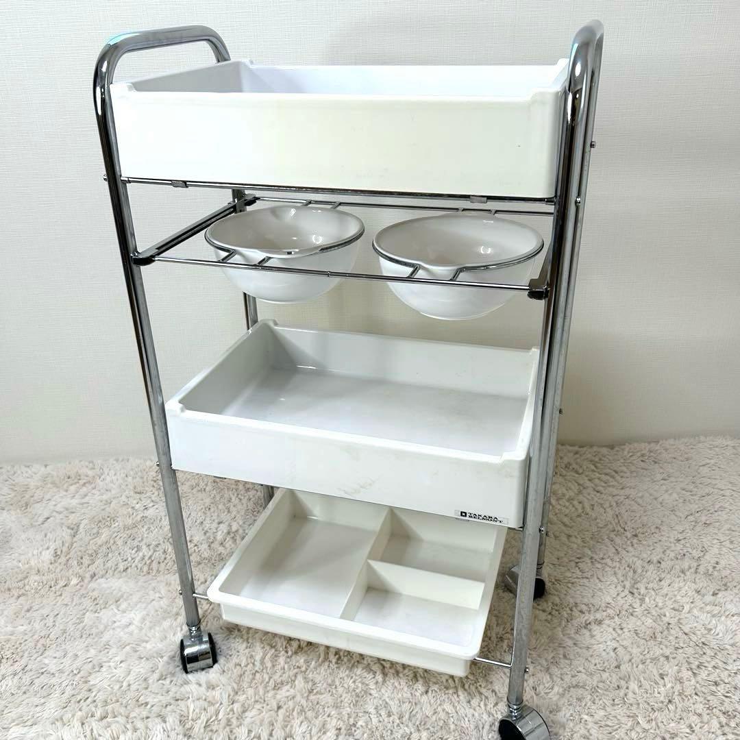タカラベルモント サロンワゴン 4段 キャスター 美容室 カート 美容ワゴン 白
