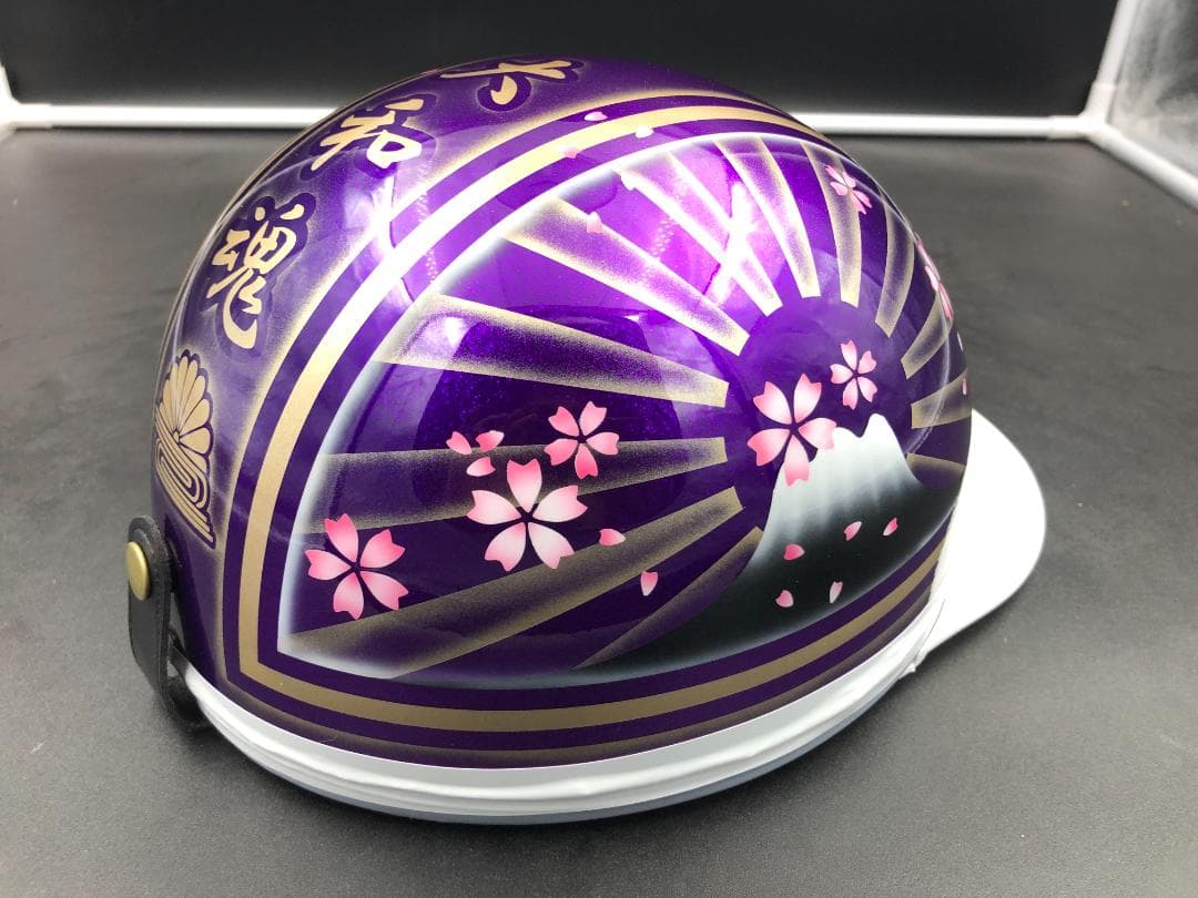コルク半　カスタム　富士日章　三つボタン　パープルゴールド　ラメ　ぼかし　桜