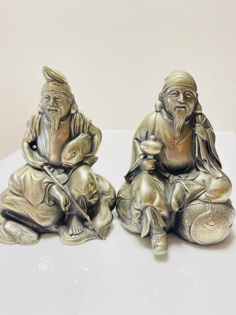 古美術 洋銀 刻印 高村光雲 恵比寿大黒天 置物