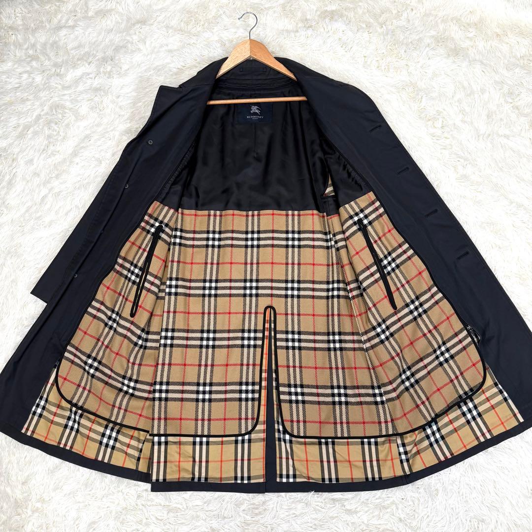 バーバリーロンドン ライナー付き ステンカラーコート ロング丈 ブラック M相当