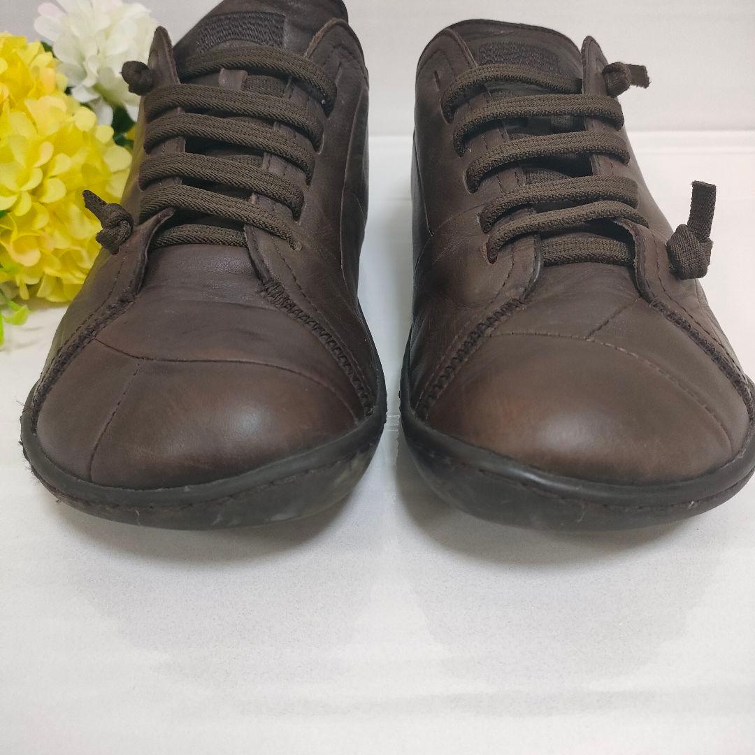 美品 CAMPER カンペール ペウカミ 本革 レザースニーカー スリッポン 茶