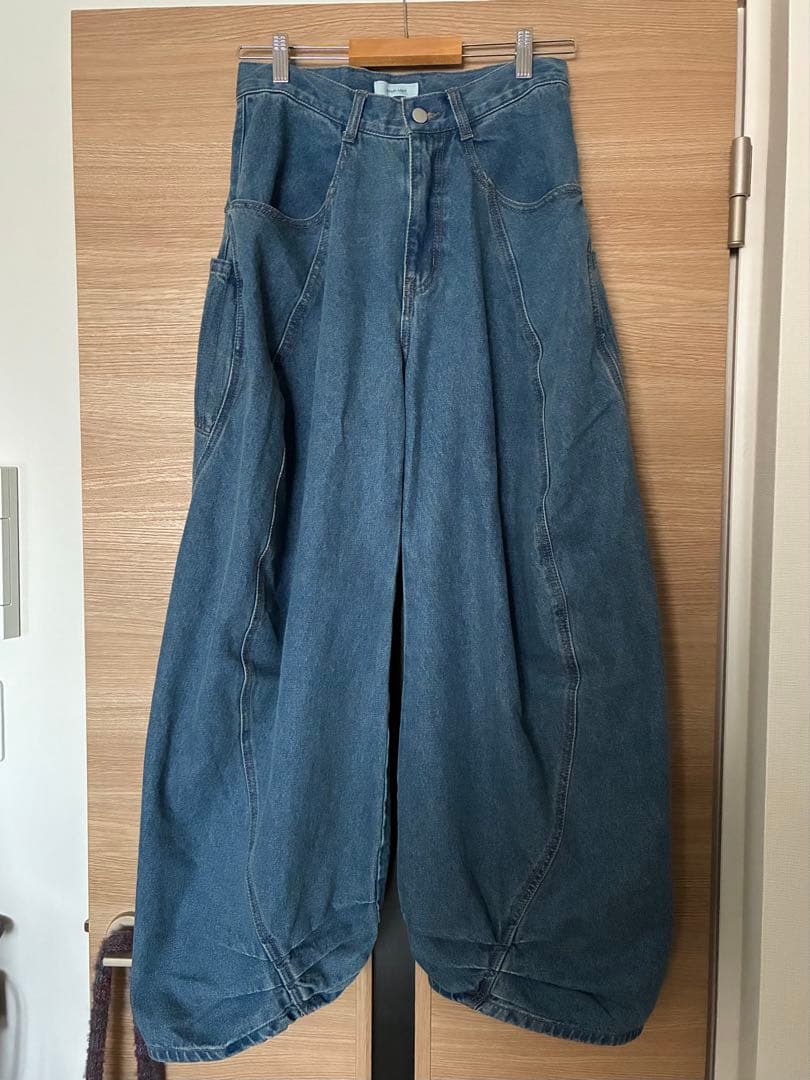 パンツ tuck design denim pants/denimblue