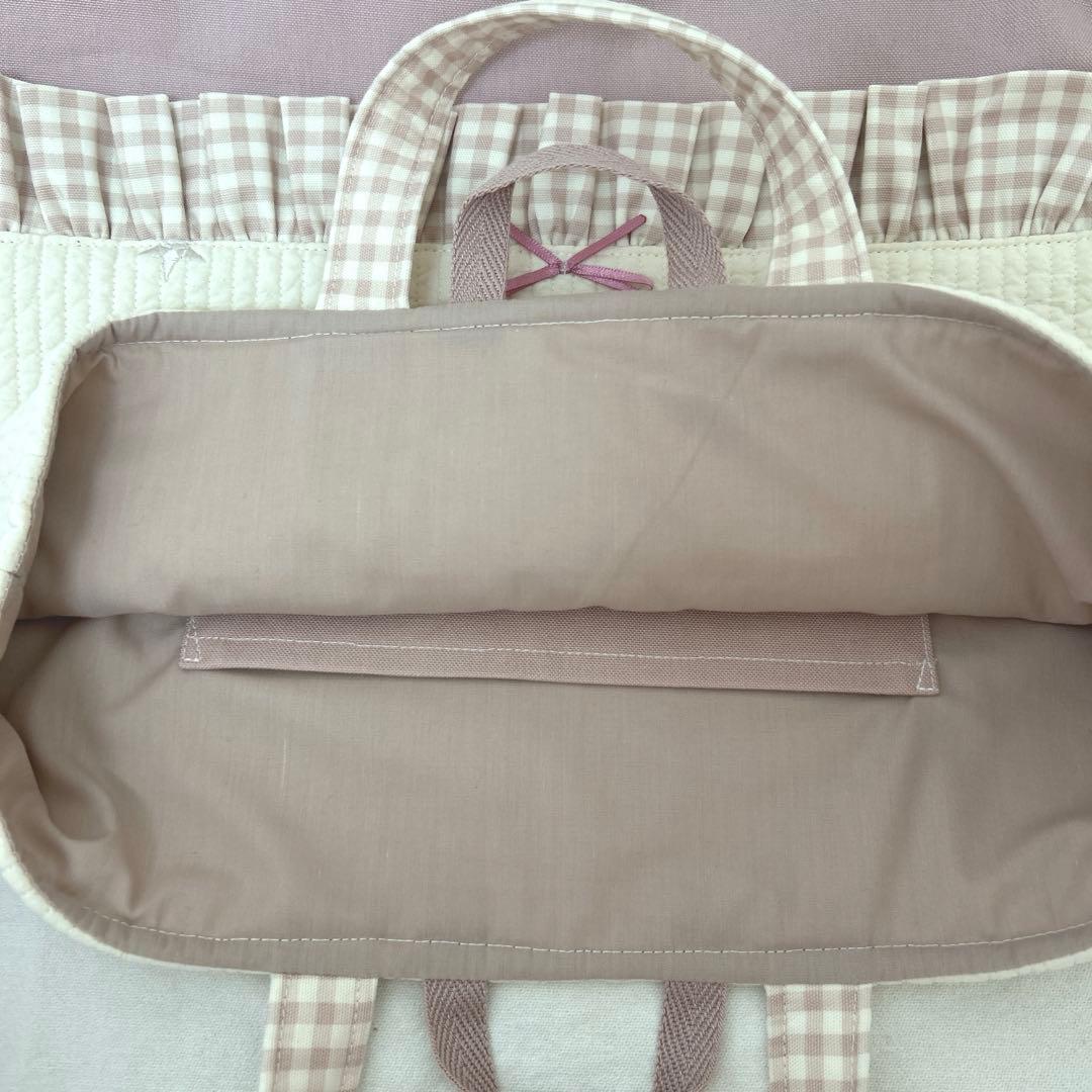 入園入学3点セット　 【月と星ヌビ×くすみピンク】　女の子　手提げ　ループ