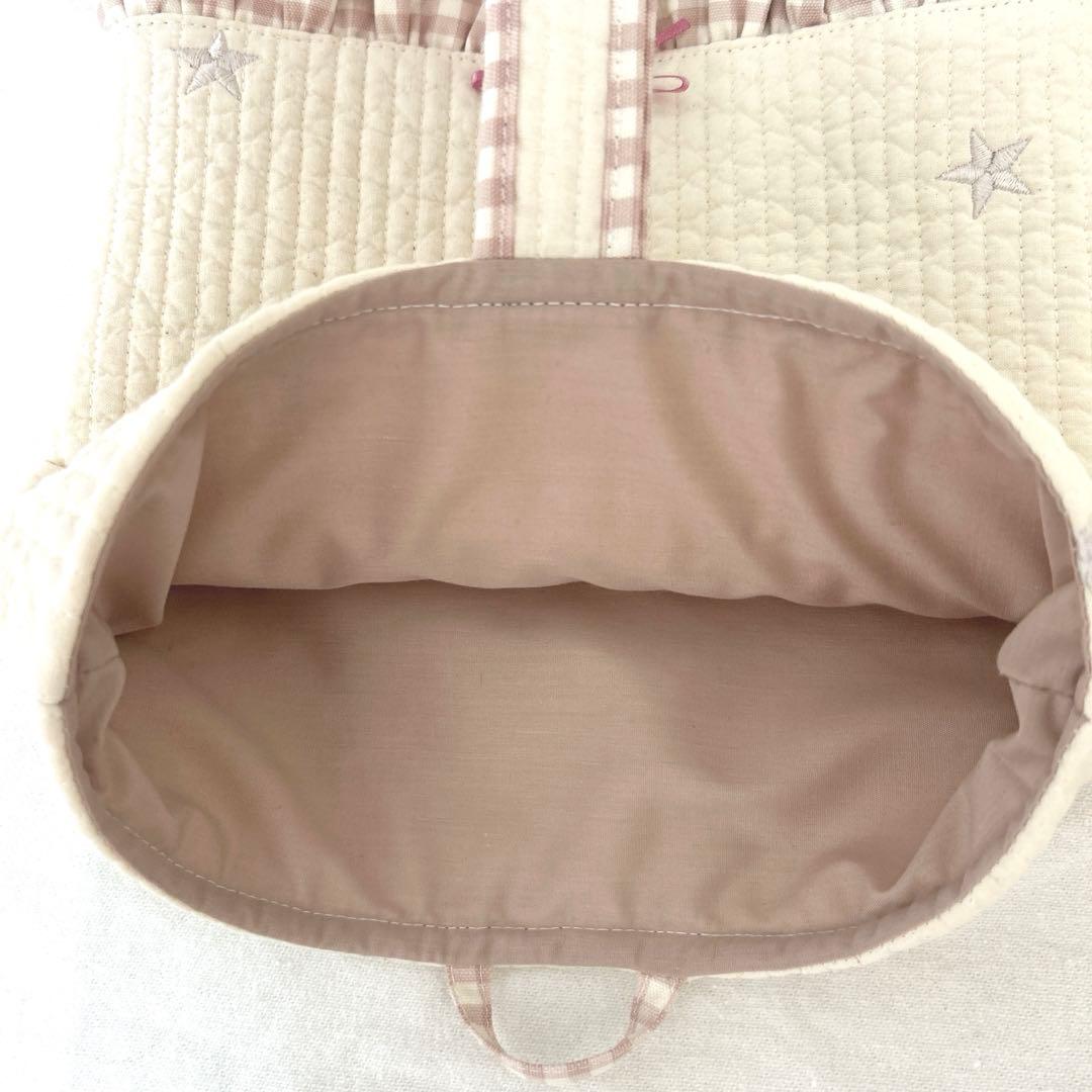 入園入学3点セット　 【月と星ヌビ×くすみピンク】　女の子　手提げ　ループ