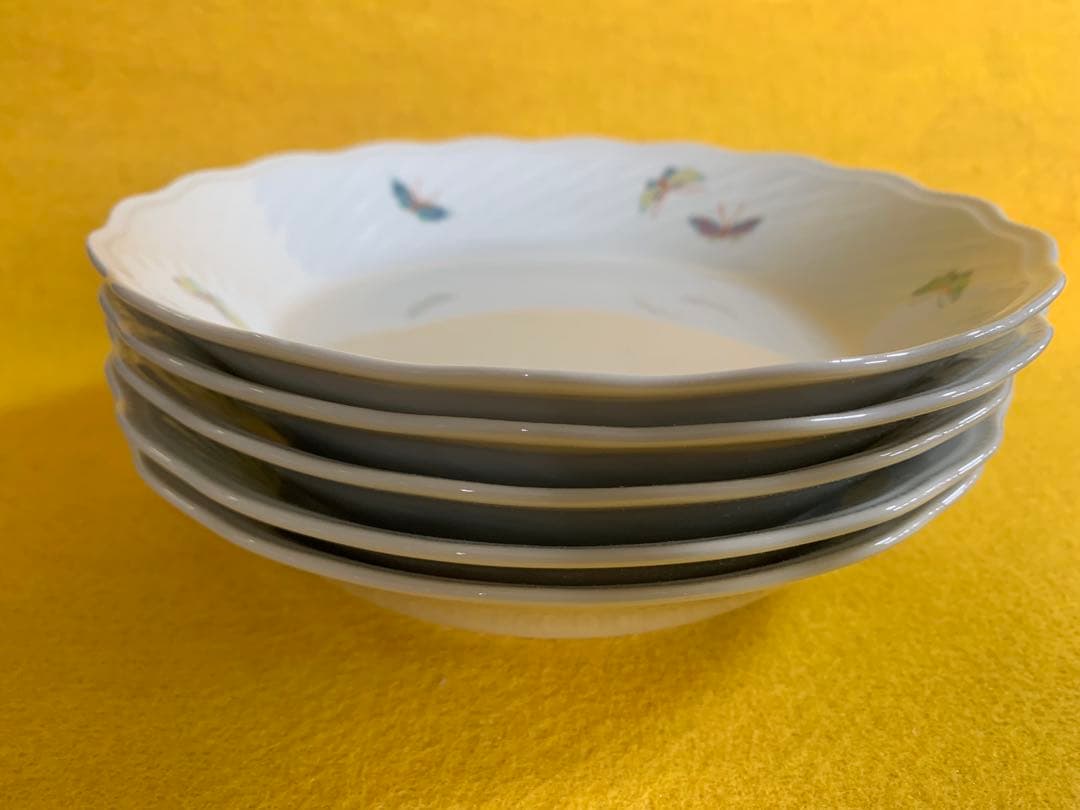 深川製磁 蝶紋様柄　深皿5枚