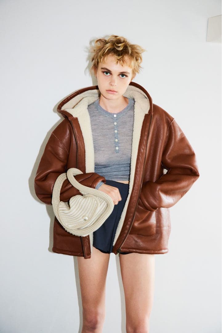 ジャケット・アウター NKNIT Vegan Mouton Hooded Zip Jacket