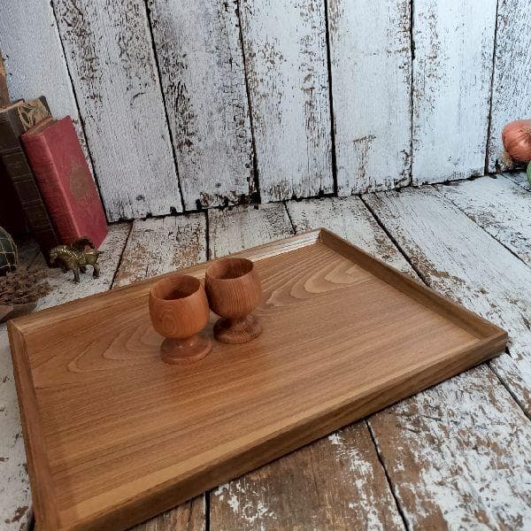 木製 無垢材 ナチュラル トレイ お盆 指物 木目 杢目 欅? キッチン 古民具