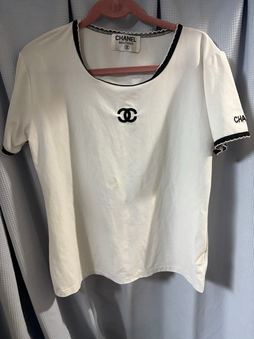 く*ん様 値下げ　希少90年代　CHANEL 半袖シャツ ホワイト ロゴ刺繍