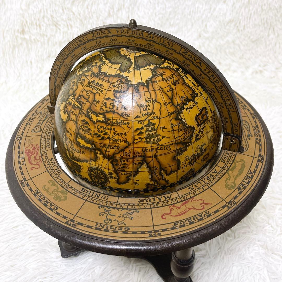 イタリアン 黄道十二宮 ヴィンテージ アンティーク 地球儀 木製 レア 希少