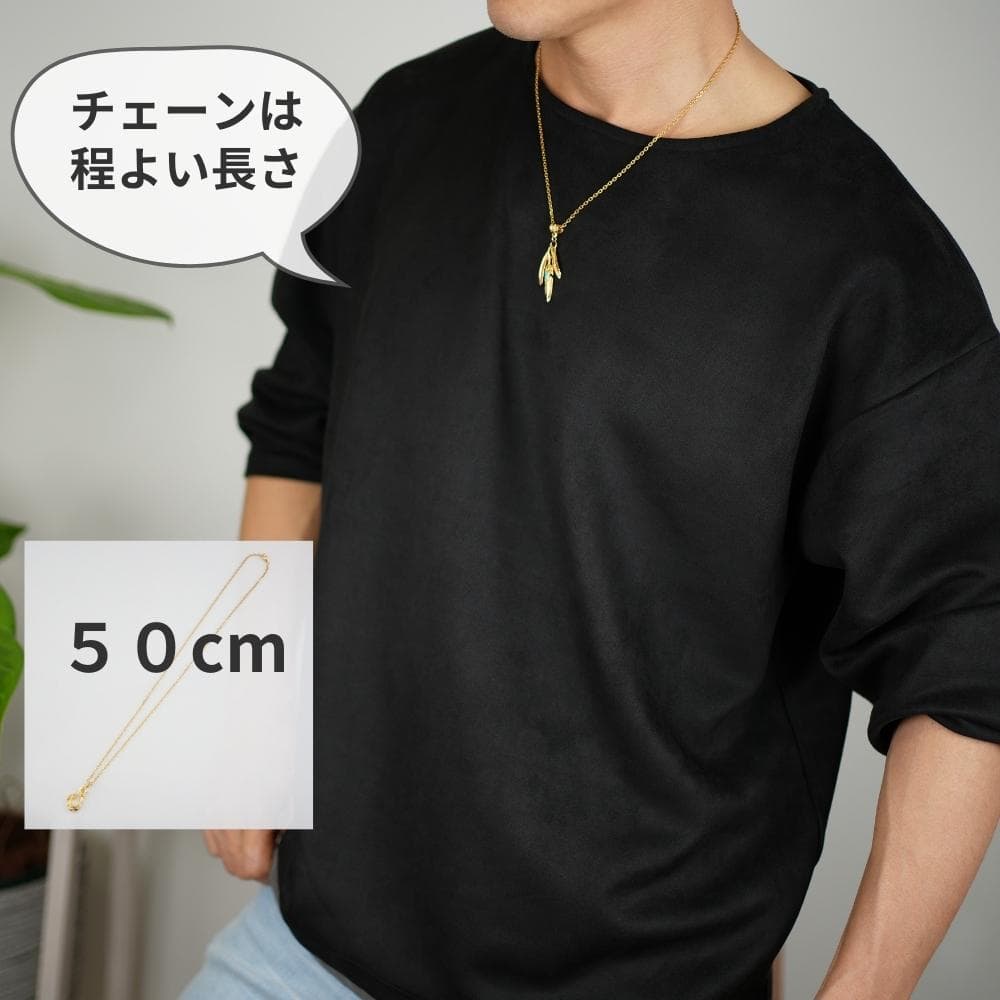 メンズネックレス 24Kコート シルバー925 トリプル フェザー ゴールド