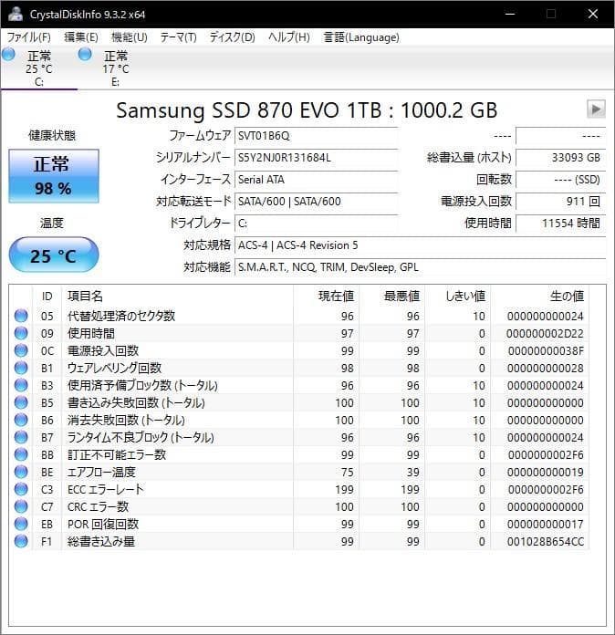 内蔵型SSD Samsung 870 EVO 1TB SSD