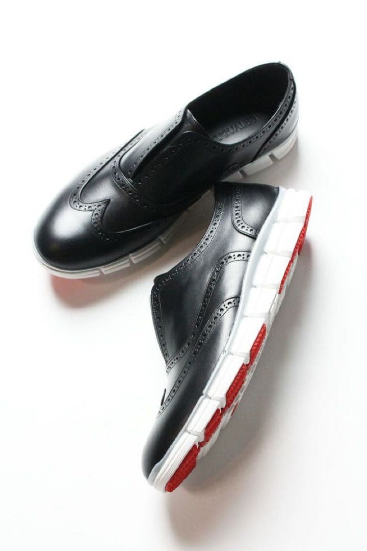 【上質】1piu1uguale3 Black WINGTIP SLIP-ON