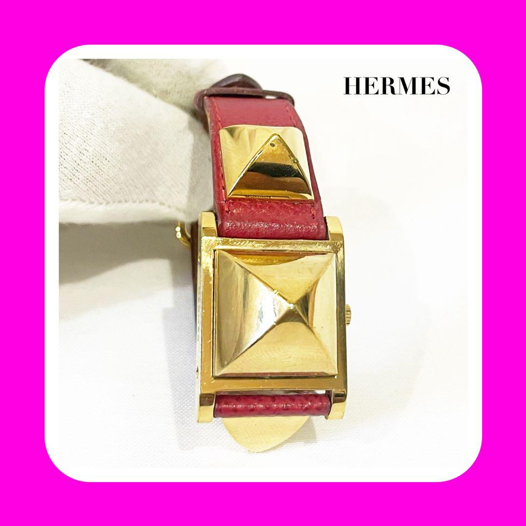 エルメス クォーツ ホワイト文字盤 メドール 腕時計 白文字盤 稼働品