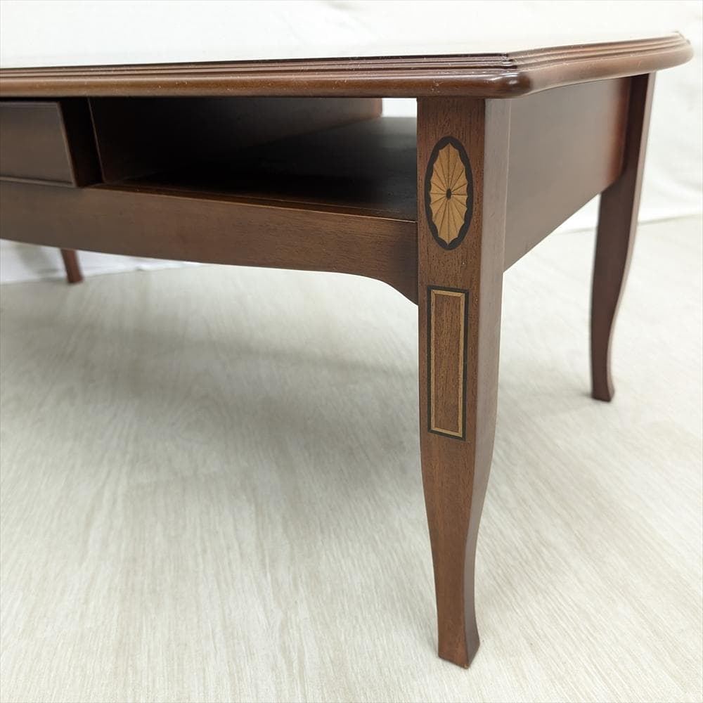 美品　東海家具　ベネチア　象嵌　センターテーブル　コーヒーテーブル　マホガニー