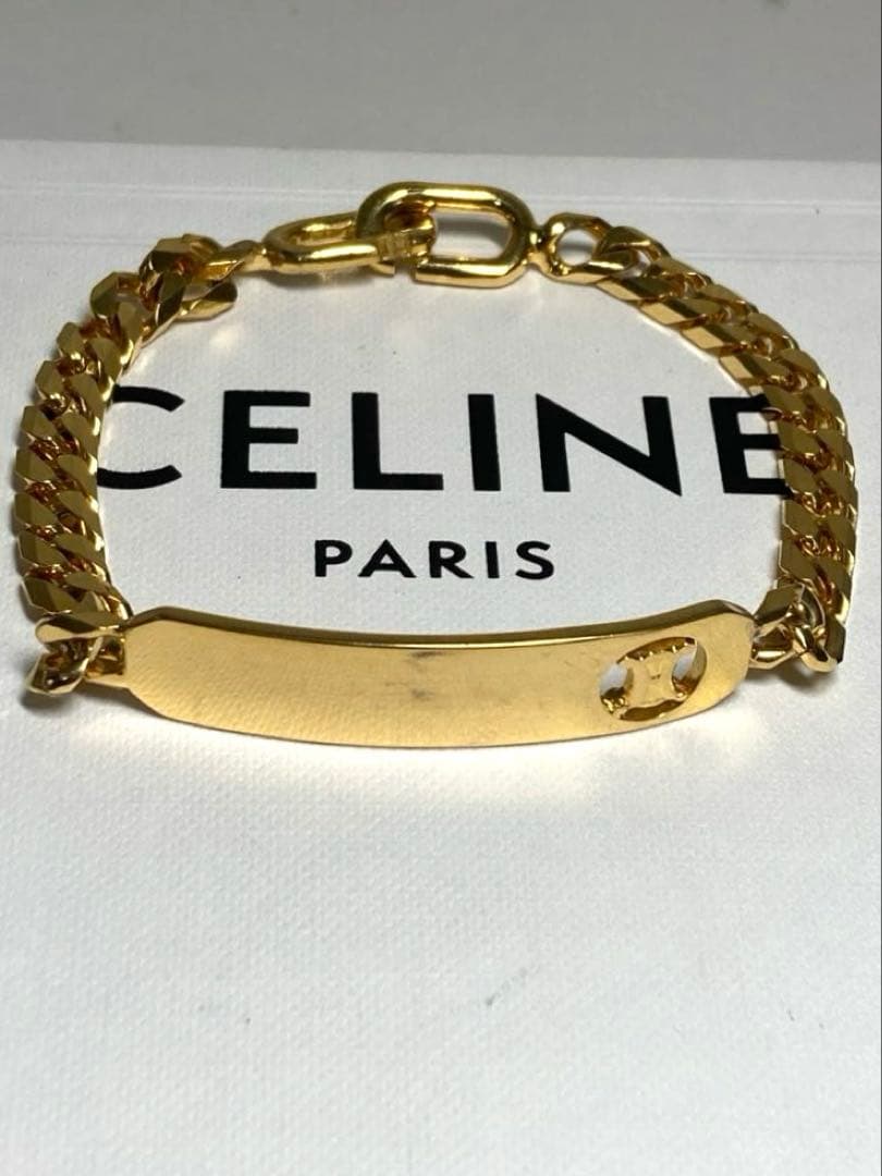 セリーヌ　マカダム　プレート　ゴールド金具　ブレスレット