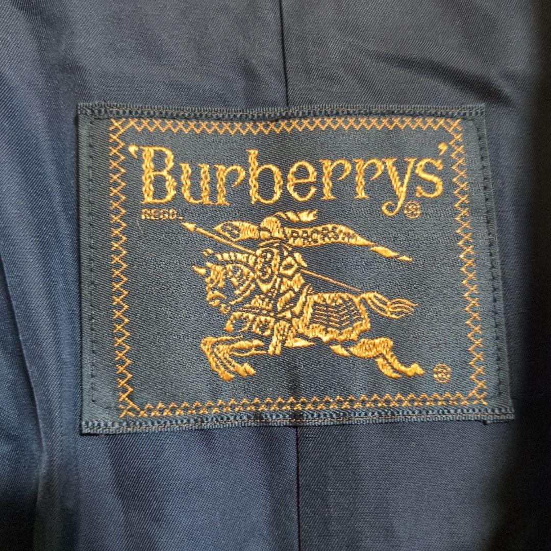 美品　バーバリー　ロングコート　90s　金ボタン　紺　シャドーホース　L相当