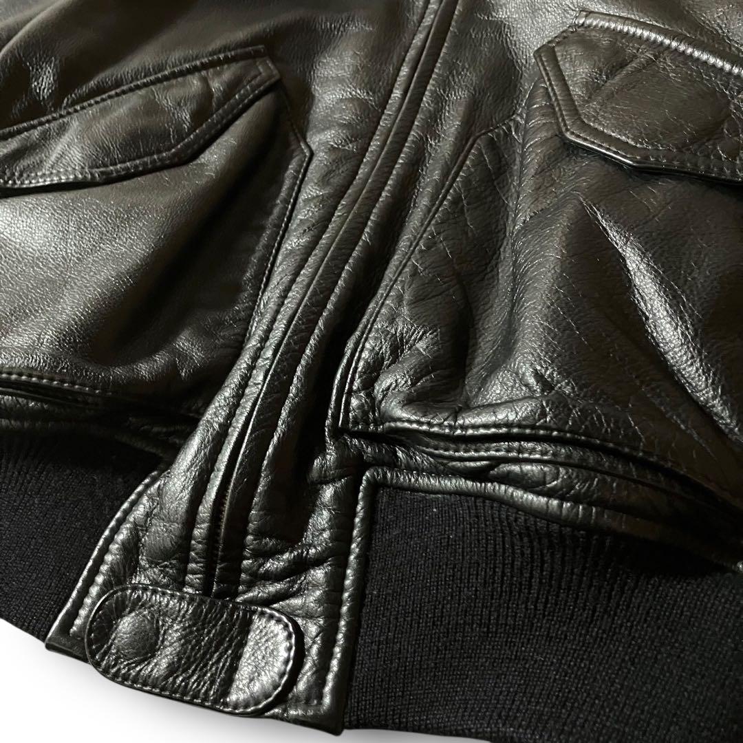 Ruu様☆vintageレザージャケットCWU-45P型フライトジャケット本革黒