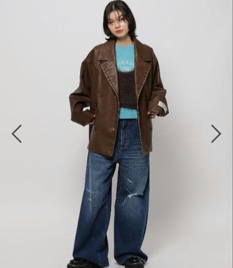 完売品　ニコアンド　ダメージ加工ワイドレッグ　デニムパンツ