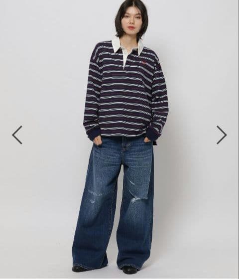 完売品　ニコアンド　ダメージ加工ワイドレッグ　デニムパンツ