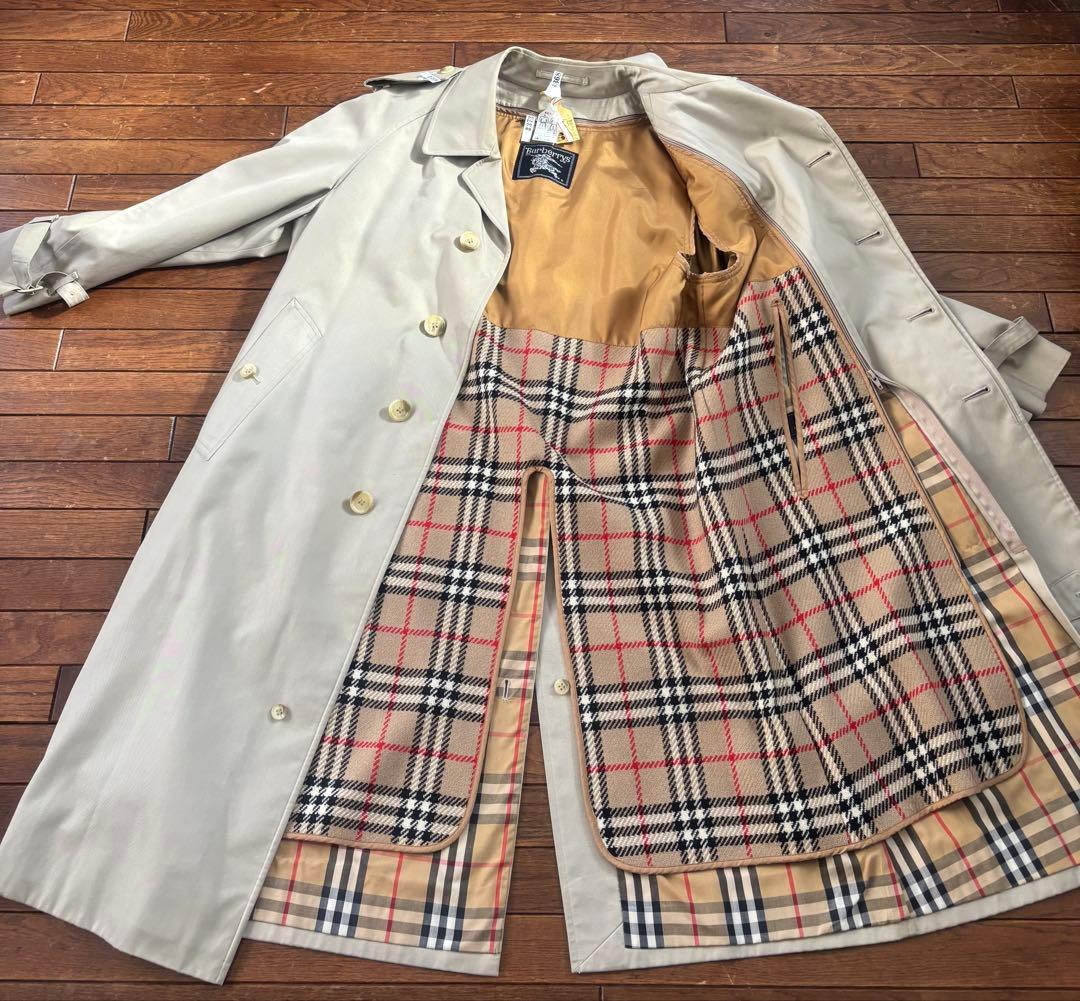 【美品】BURBERRY ジップライナーノバチェック　ステンカラーコート 165