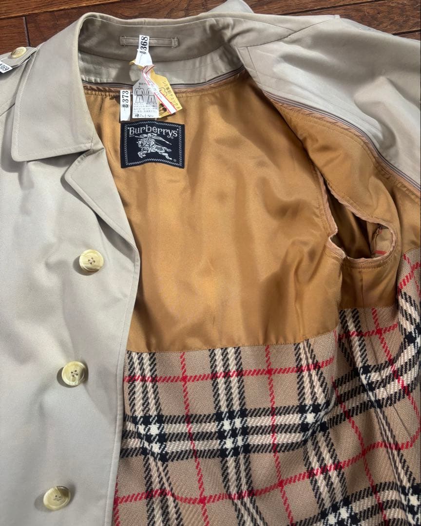 【美品】BURBERRY ジップライナーノバチェック　ステンカラーコート 165