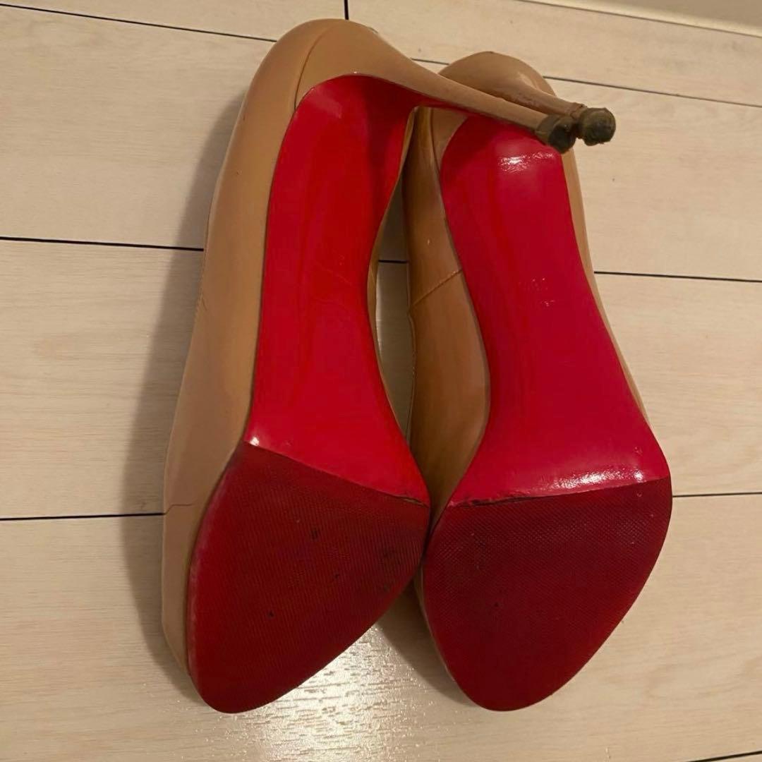 クリスチャンルブタン　ルブタン ヒール　パンプス オープントゥ　ベージュ　38