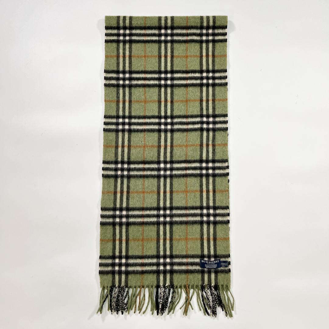 BURBERRY LONDON カシミヤ100 マフラー チェック柄 英国製 緑