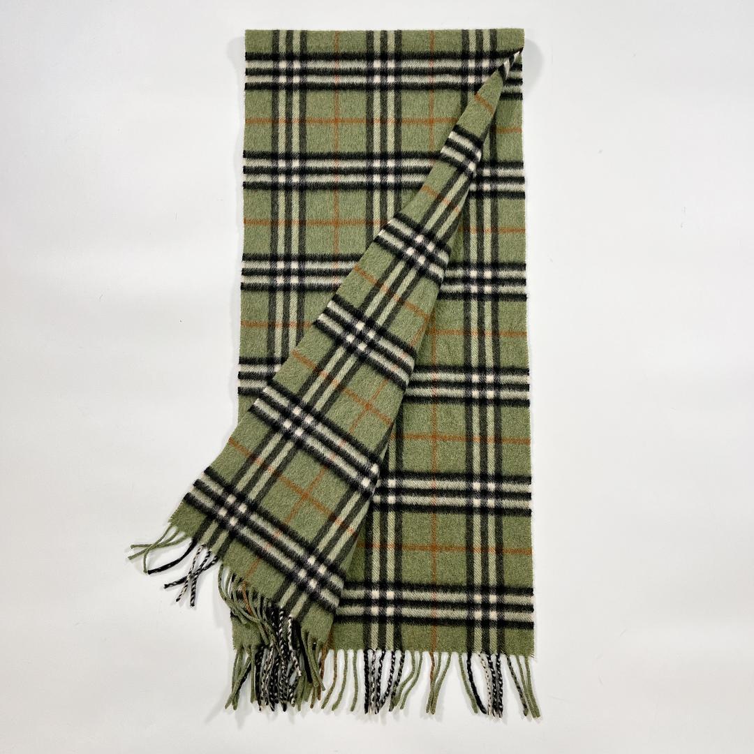 BURBERRY LONDON カシミヤ100 マフラー チェック柄 英国製 緑