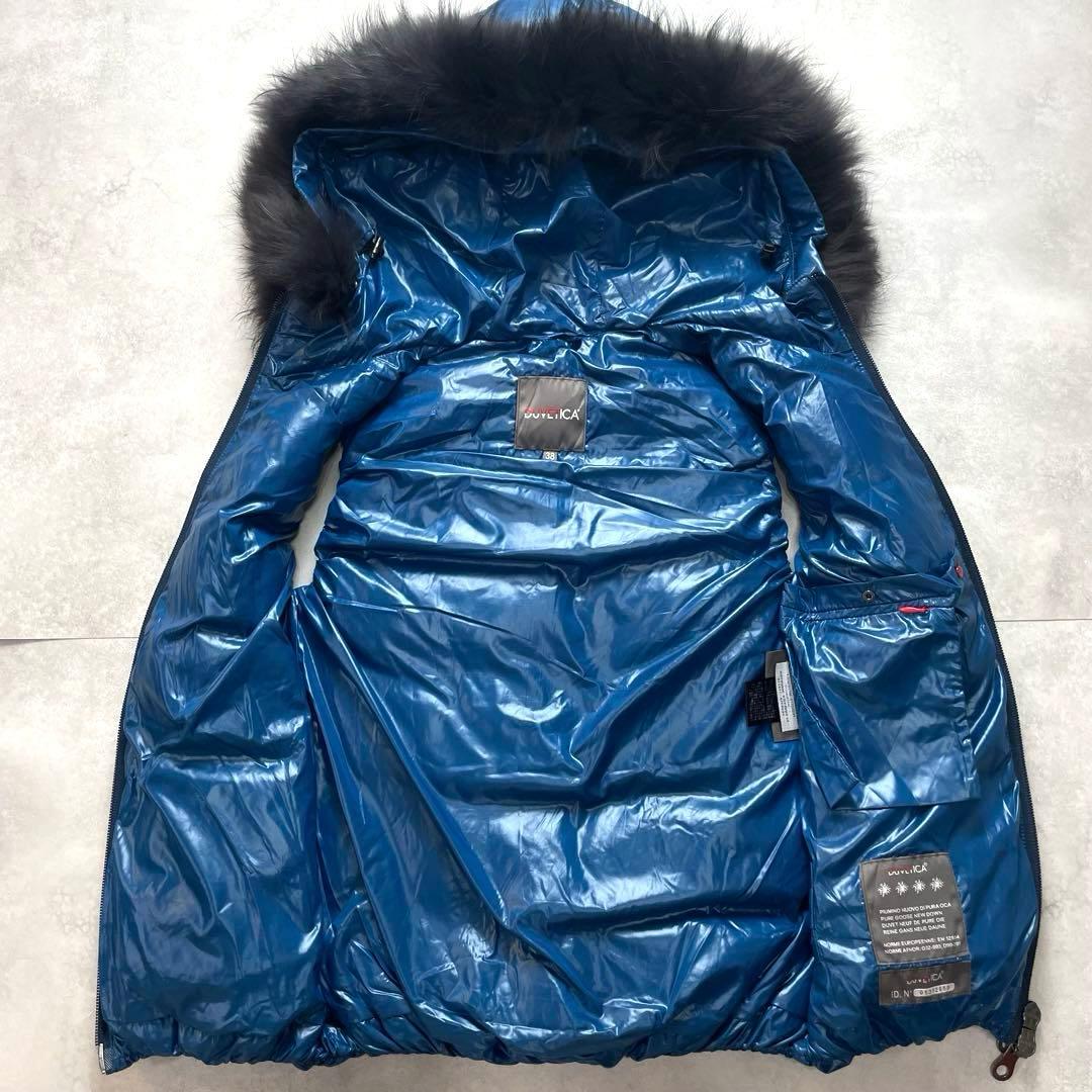 美シルエット✨デュベティカ ダウンベスト GOCCIA 青 ブルー 黒 38 M