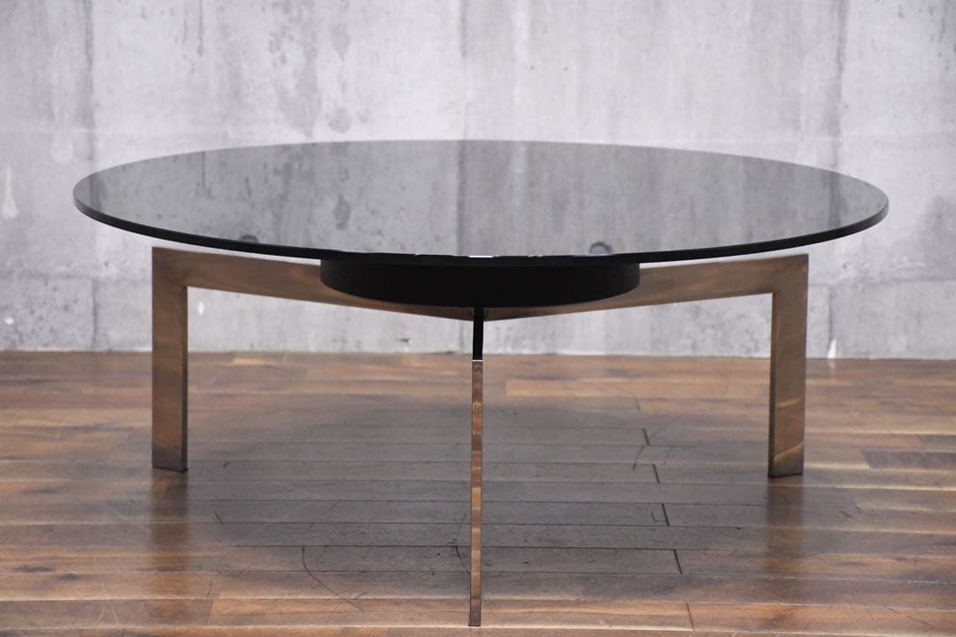 EDC58 スタイリッシュモダン 3レッグ ガラス天板 コーヒーテーブル