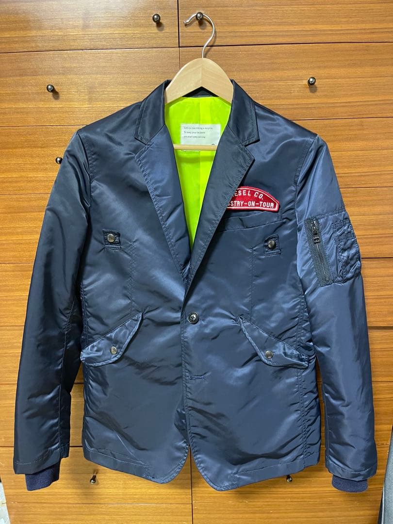 rough&swell MA1スタイルジャケット 紺&ライムイエロー Mサイズ