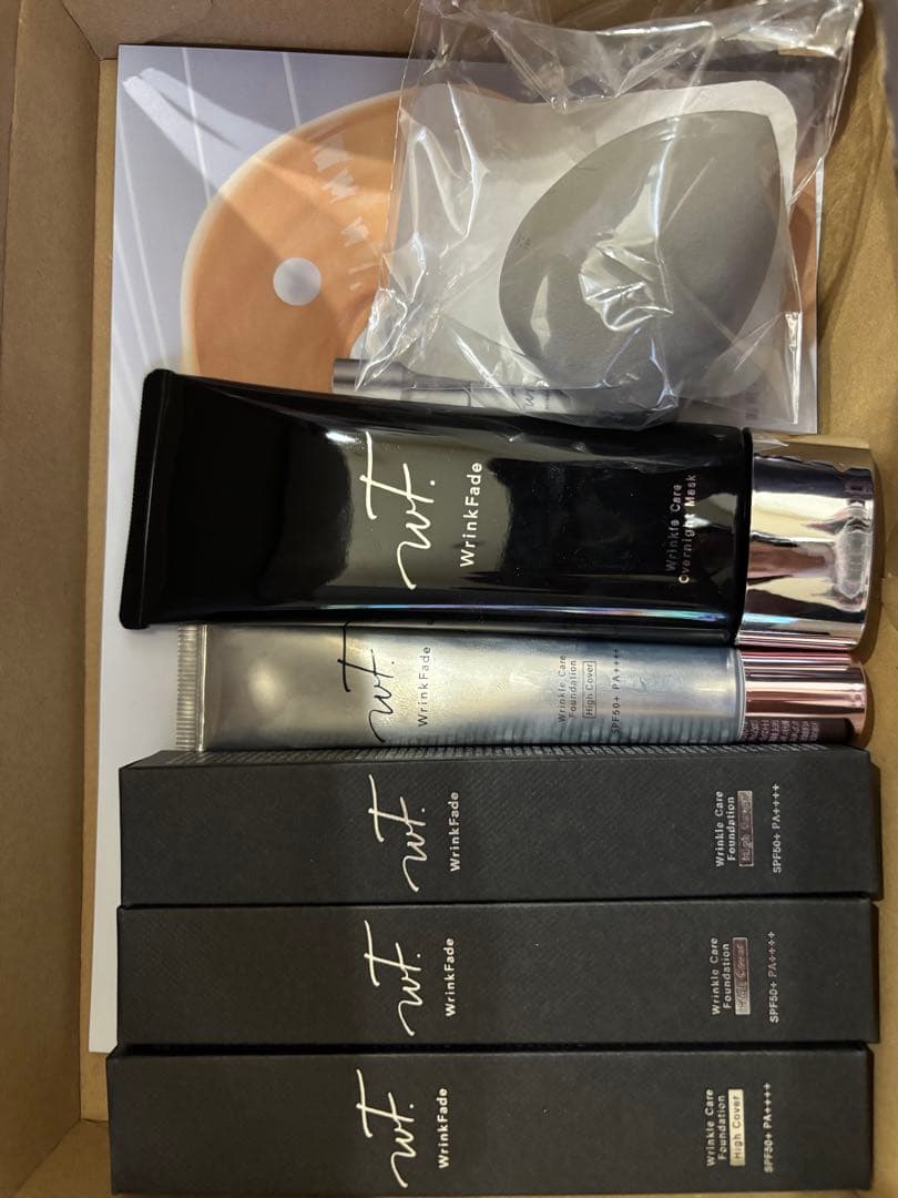 薬用リンクルケアファンデーション３本➕オーバーナイトマスク➕スポンジ5点セット
