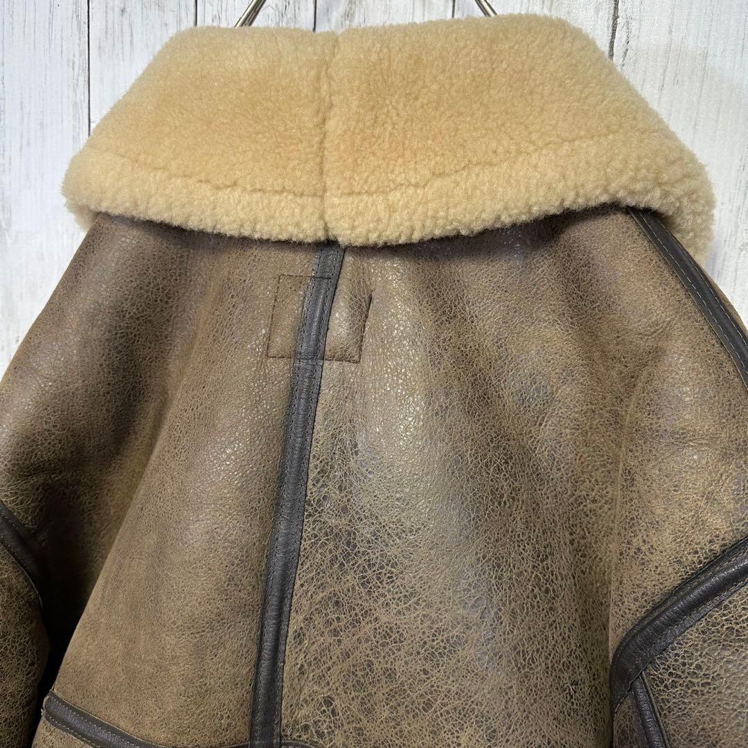 【AVIREX☆B3リアルムートン】フライトジャケット☆USA製☆L ブラウン